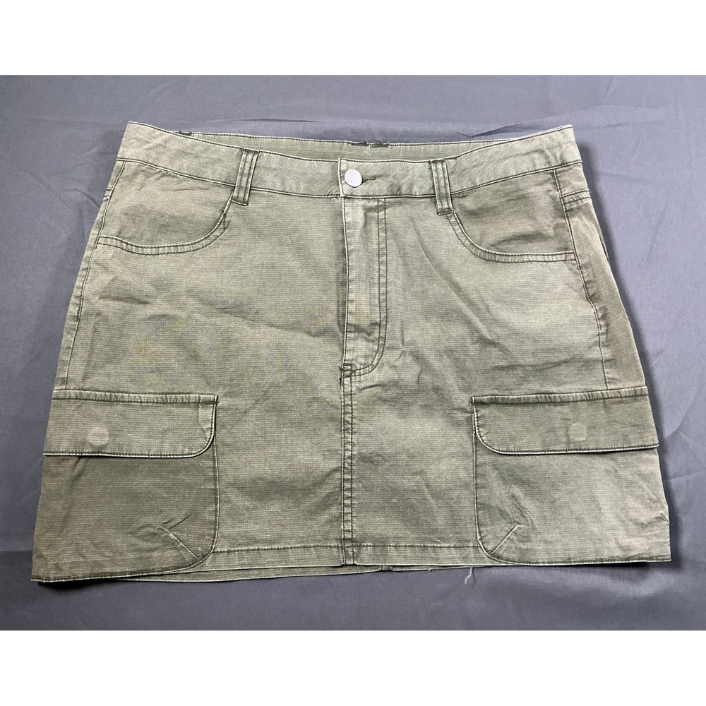 Altar'd State Olive Green Cargo Mini Skirt Corduroy Utility Pockets Size Large